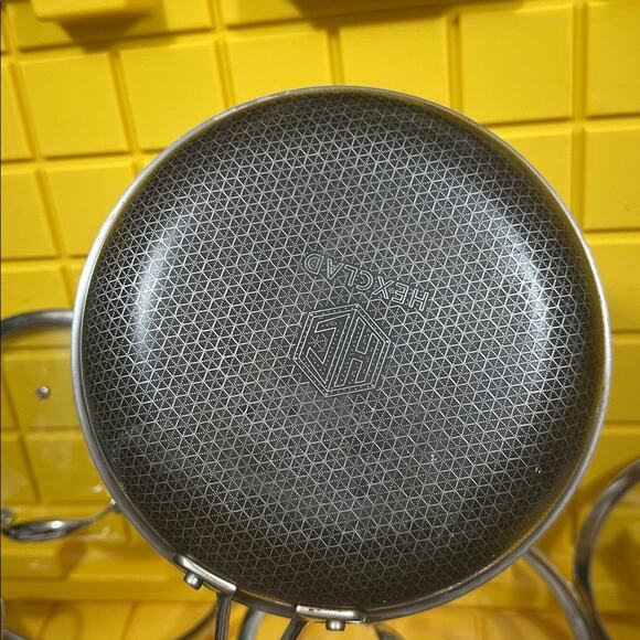 HEXCLAD Hybrid 7 Piece Nonstick Stainless Steel Frying Pan Set 8 10 12" Lids Wok - Picture 11 of 11